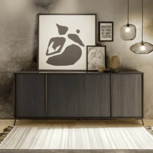 Anrichte mit 4 Türen L205 cm - Schwarz 205x84x40cm Spanplatte Schwarz Calicosy Möbel Esszimmermöbel Sideboards, Highboards & niedrige Anrichten