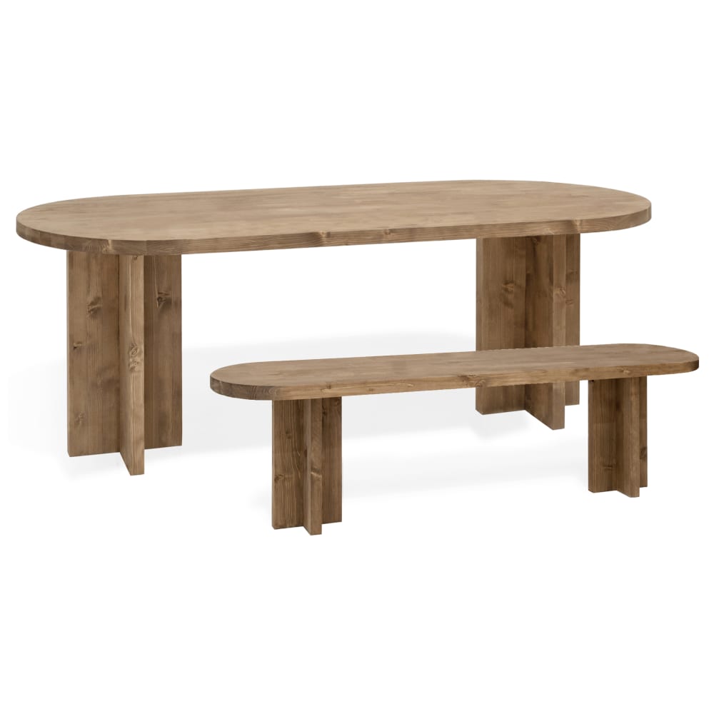 wohnli-moebel-suche-M23033006 Wohnli Möbelsuche - Esstisch-Set Oval mit Bank aus Massivholz