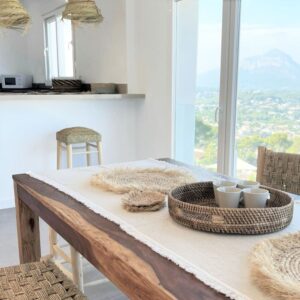 wohnli-moebel-suche-M23034096-1 Hoher Hocker mit Sitzfläche aus Espartogras 60 cm 35x60x35cm Holz Beige NATYAL Möbel Esszimmermöbel Barhocker