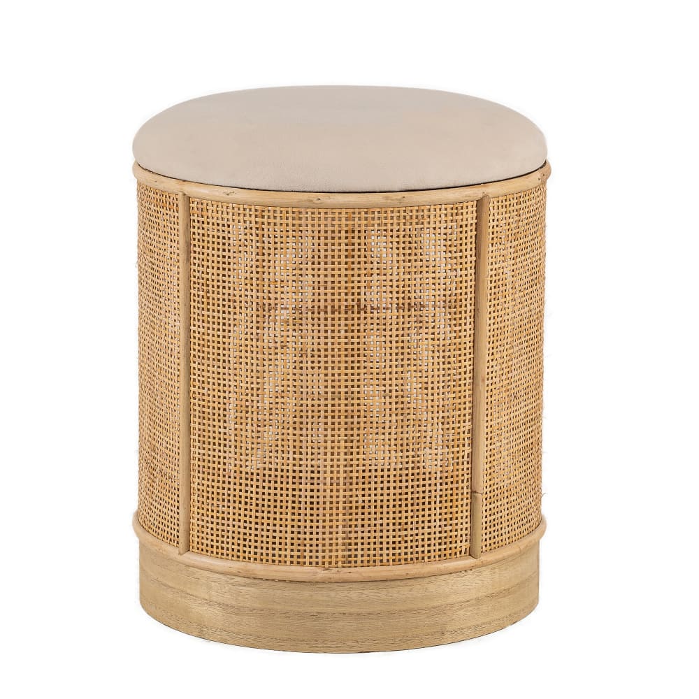 Wohnli Möbelsuche - Samthocker aus Rattan Beige