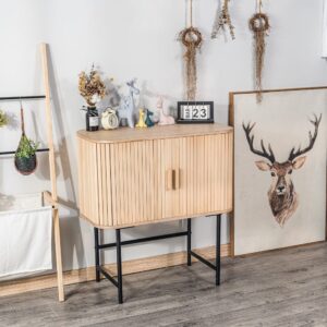 Buffetschrank aus Massivholz und Metall mit 2 Schiebetüren Braun 40x85x80cm Holz Braun Nordlys Möbel Esszimmermöbel Sideboards, Highboards & niedrige Anrichten