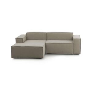 Wohnli Möbelsuche - Festes Sofa mit Halbinsel aus taubengrauem Stoff