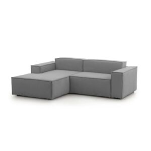 Wohnli Möbelsuche - Festes Sofa mit Halbinsel aus grauem Stoff