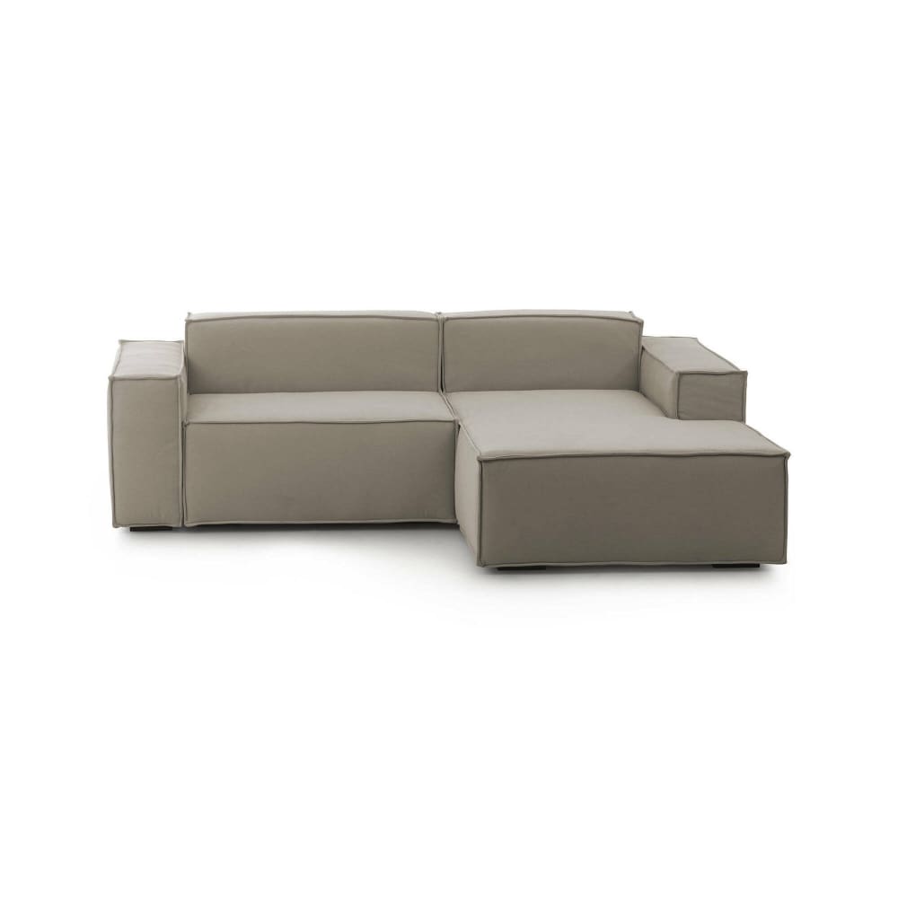 Wohnli Möbelsuche - Festes Sofa mit Halbinsel aus taubengrauem Stoff