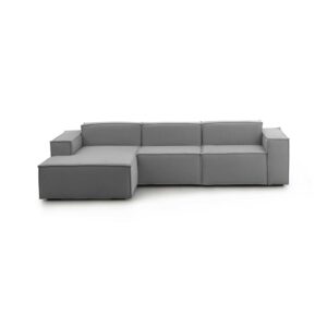 Wohnli Möbelsuche - Festes Sofa mit Halbinsel aus grauem Stoff