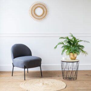 Sessel aus grauem Schlingenstoff 64x70x55cm Stoff Grau Happy Garden Sofas und Sessel Sessel, Poufs und Fußbänke Sessel