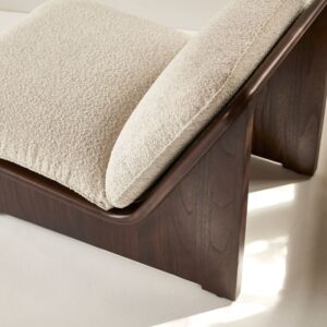 Sessel aus massivem Mindiholz und ecrufarbenem Stoff 74x70x95cm Holz Beige Tikamoon Sofas und Sessel Sessel, Poufs und Fußbänke Sessel