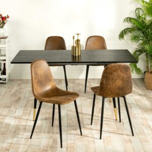 Set mit 4 Esszimmerstühlen im Vintage-Stil 40x86x52cm Stoff Braun Urban Meuble Möbel Esszimmermöbel Stühle