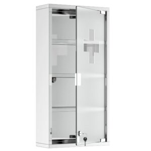 Wohnli Möbelsuche - Armoire à pharmacie 3 étagères porte verre trempé symbole croix
