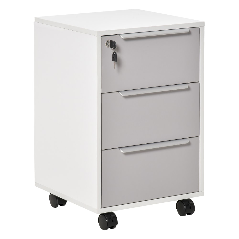 wohnli-moebel-suche-M23042734 Wohnli Möbelsuche - Caisson de bureau sur roulettes 3 tiroirs verrouillables gris blanc