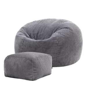 Wohnli Möbelsuche - Klassischer Sitzsack BeanBag mit Hocker aus Cord