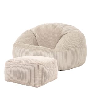 Wohnli Möbelsuche - Klassischer Sitzsack BeanBag mit Hocker aus Cord