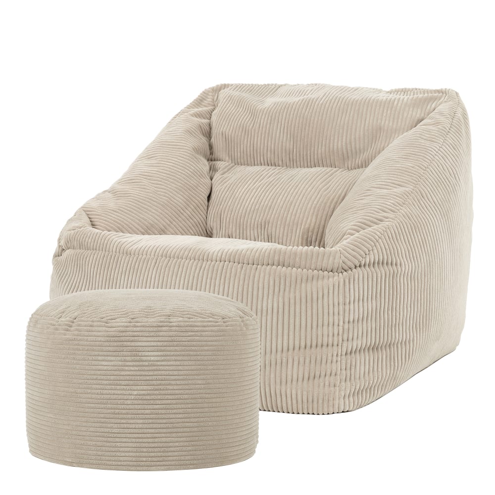 wohnli-moebel-suche-M23044900 Wohnli Möbelsuche - Sitzsack-Sessel + Fußhocker aus Cord
