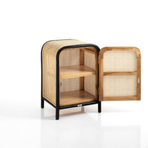 Schwarzer Rattanschrank mit 2 Ablagen 43x64x36cm Rattan Schwarz ORESTELUCHETTA Möbel Schlafzimmermöbel Kommoden