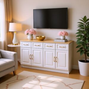 140x75x40cm Spanplatte Weiß Urban Meuble Möbel Wohnzimmermöbel TV-Möbel