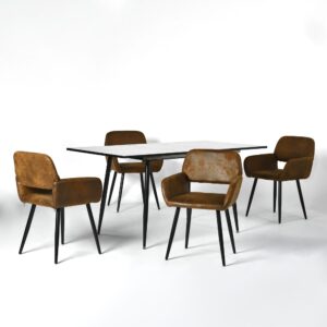 wohnli-moebel-suche-M23046757 Wohnli Möbelsuche - Ausziehbarer Tisch mit weißem Marmoreffekt (120–160 cm) und 4 Stühlen