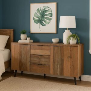 Rustikales Schlafzimmer-Sideboard aus Holz 140x70x35cm Spanplatte Braun Urban Meuble Möbel Schlafzimmermöbel Kommoden