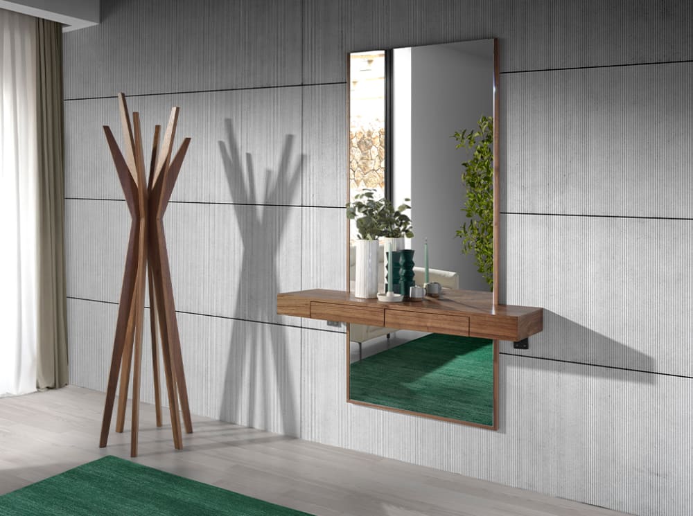 Dielenschrank aus Walnussholz 35x180x120cm Spanplatte Braun Angel Cerda Möbel Wohnzimmermöbel Konsolentische