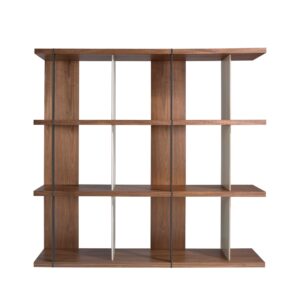 wohnli-moebel-suche-M23047064-1 Regal in Nussbaumholz und schwarzem Stahl 40x170x180cm Holz Braun Angel Cerda Möbel Wohnzimmermöbel Regale