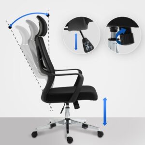 Bürostuhl Ergonomisch Lendenwirbel-Kopfstütze Stoff schwarz 61x118x63cm Stoff Schwarz CLP Möbel Büromöbel Bürostühle