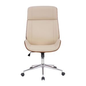 Bürostuhl höhenvestellbar aus Kunstleder walnuss/creme 66x110x58cm PVC und Synthetik Beige CLP Möbel Büromöbel Bürostühle