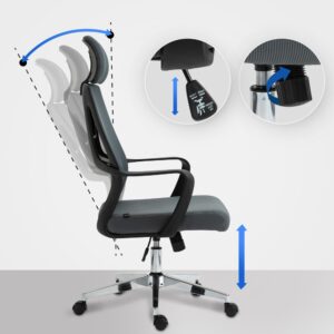 Bürostuhl Ergonomisch Lendenwirbel-Kopfstütze Stoff grau 61x118x63cm Stoff Grau CLP Möbel Büromöbel Bürostühle