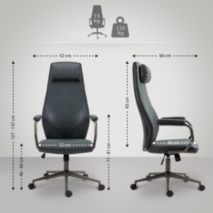Bürostuhl  drehbar ergonomisch aus Kunstleder antik schwarz 66x127x62cm PVC und Synthetik Schwarz CLP Möbel Büromöbel Bürostühle