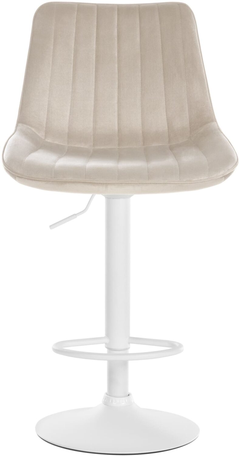 Barhocker Samt höhenverstellbar drehbar Samt creme 50x91x50cm Samt Beige CLP Möbel Esszimmermöbel Barhocker