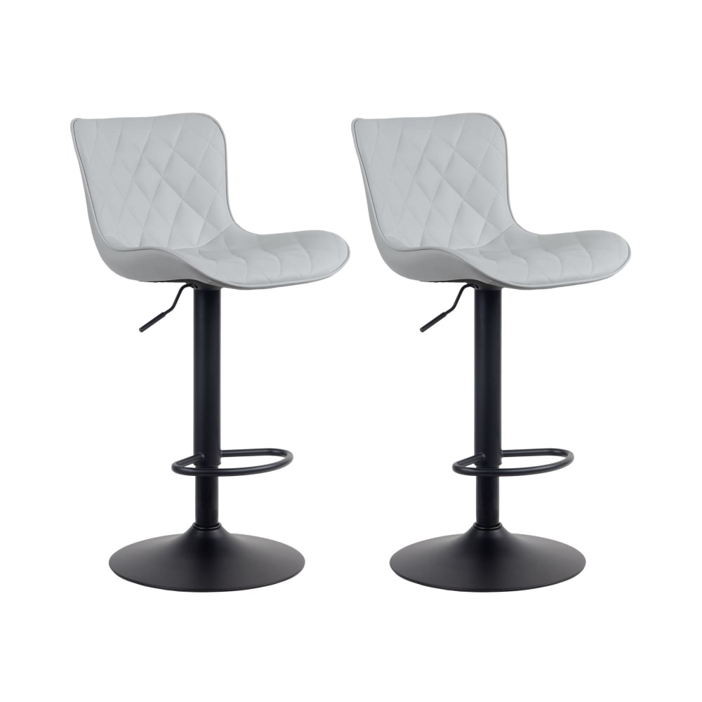 Wohnli Möbelsuche - 2er Set Barhocker höhenverstellbar drehbar aus Kunstleder grau
