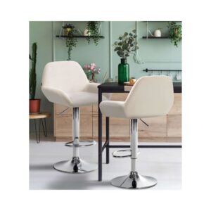 Barhocker Samt höhenverstellbar drehbar Samt creme 52x89x51cm Samt Beige CLP Möbel Esszimmermöbel Barhocker