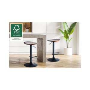 wohnli-moebel-suche-M23047459-1 2er Set Barhocker höhenverstellbar drehbar Fußstütze Holz walnuss 39x56x41cm Holz Braun CLP Möbel Esszimmermöbel Barhocker