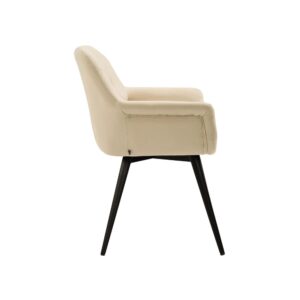 Esszimmerstuhl mit Armlehnen aus Kunstleder creme 60x83x67cm PVC und Synthetik Beige CLP Möbel Esszimmermöbel Stühle