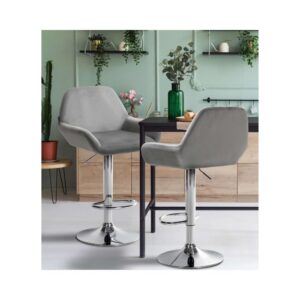 wohnli-moebel-suche-M23047496-1 Barhocker Samt höhenverstellbar drehbar Samt grau 52x89x51cm Samt Grau CLP Möbel Esszimmermöbel Barhocker