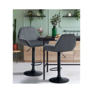 Barhocker Samt höhenverstellbar drehbar Samt dunkelgrau 52x89x51cm Samt Grau CLP Möbel Esszimmermöbel Barhocker