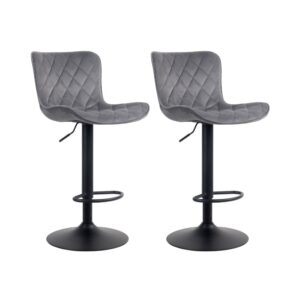 Wohnli Möbelsuche - 2er Set Barhocker höhenverstellbar drehbar aus Samt dunkelgrau