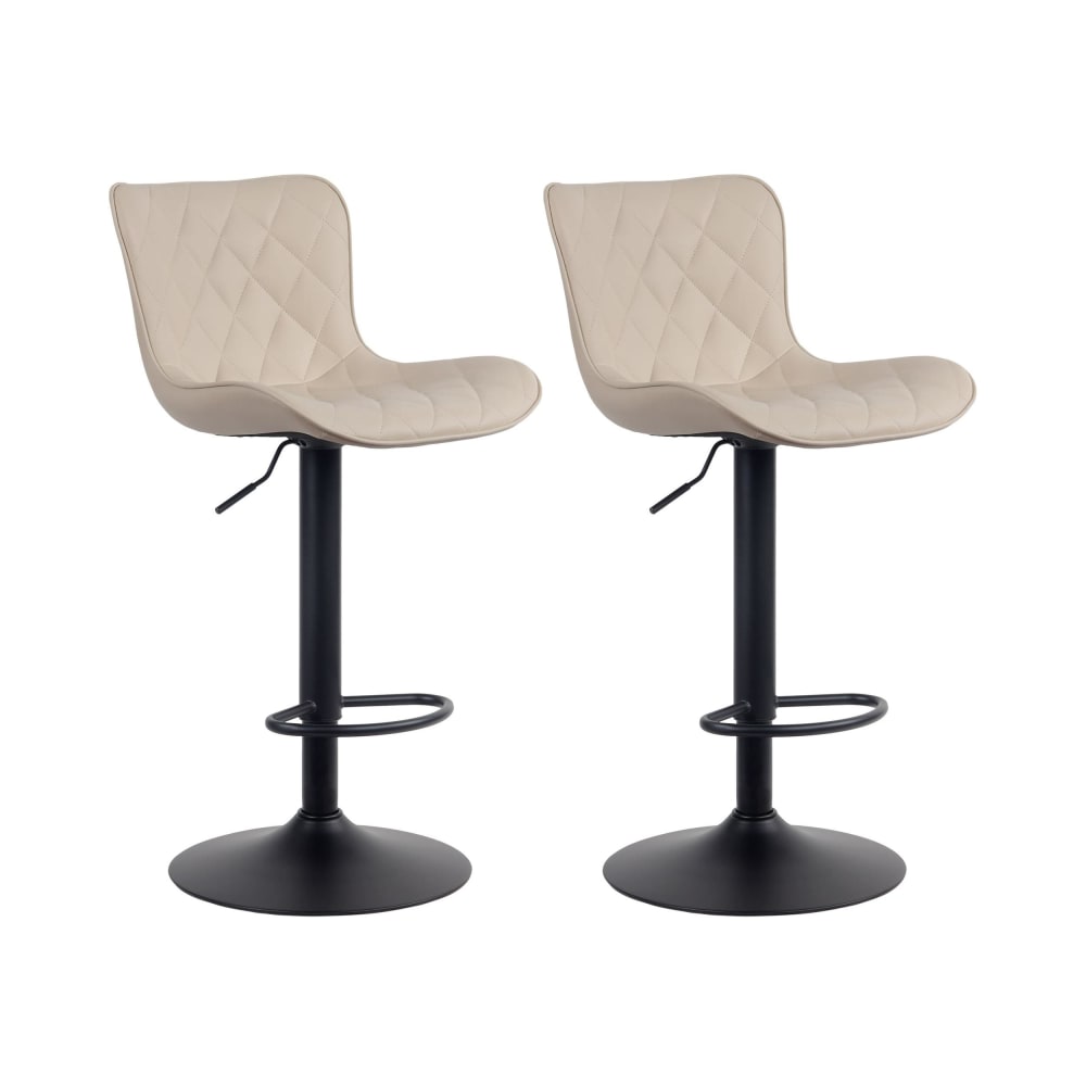 Wohnli Möbelsuche - 2er Set Barhocker höhenverstellbar drehbar aus Kunstleder creme