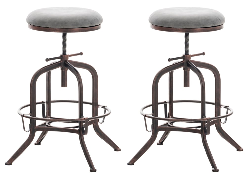 Wohnli Möbelsuche - 2er Set Barhocker aus Vintage Kunstleder dunkelgrau