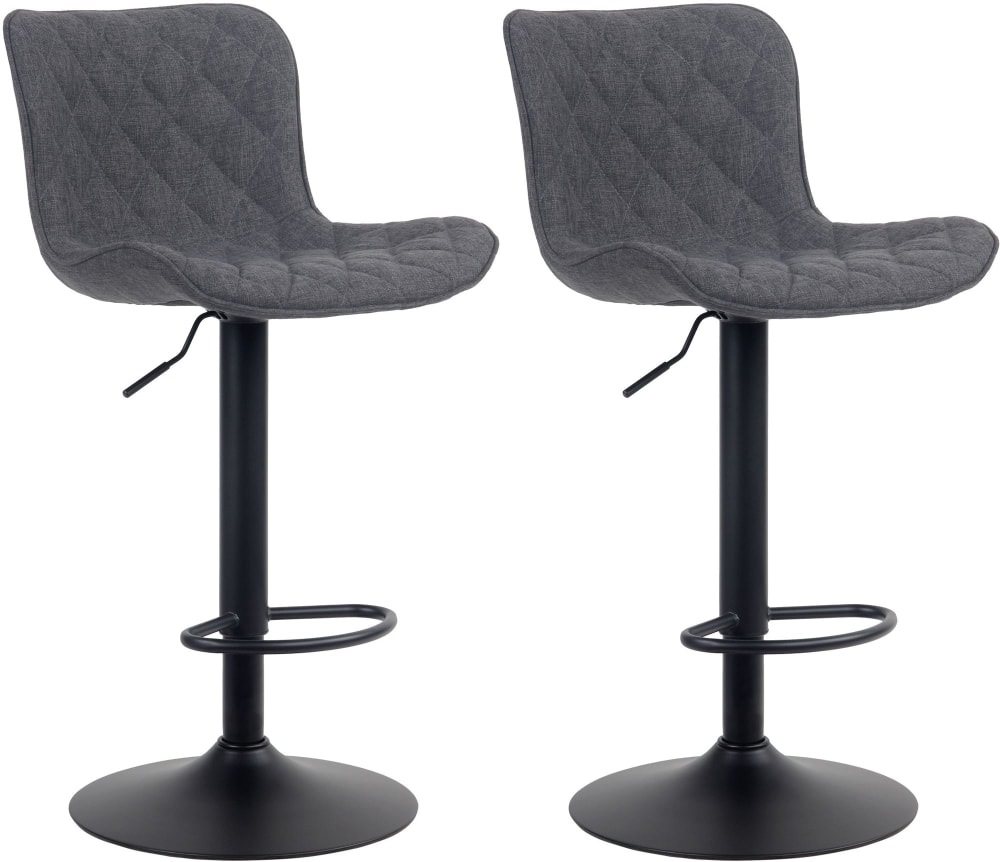 wohnli-moebel-suche-M23047612 Wohnli Möbelsuche - 2er Set Barhocker höhenverstellbar drehbar Fußstütze Stoff schwarz