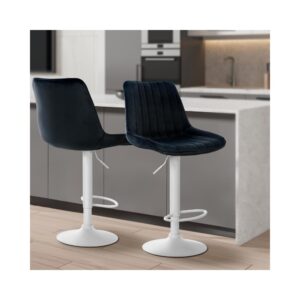 Barhocker Samt höhenverstellbar drehbar Samt schwarz 50x91x50cm Samt Schwarz CLP Möbel Esszimmermöbel Barhocker