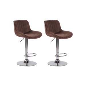 Wohnli Möbelsuche - 2er Set Barhocker höhenverstellbar aus Samt braun