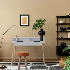 wohnli-moebel-suche-M23049840-1 Schreibtisch mit 2 Schubladen aus Holz weiß 60x85x110cm Holz Weiß CLP Möbel Büromöbel Schreibtische