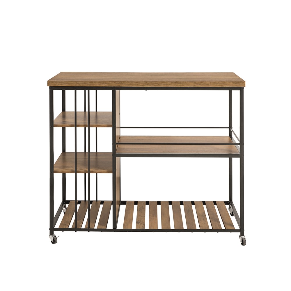 Wohnli Möbelsuche - Küchenwagen mit 3 Ablagen aus Metall und MDF Braun
