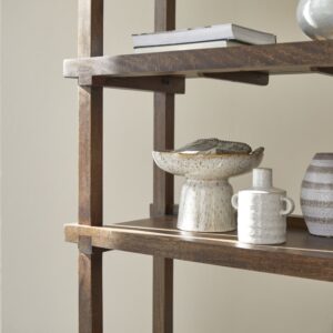 Hohes Bücherregal aus massivem Mangoholz 85x176x34cm Holz Braun Tikamoon Möbel Wohnzimmermöbel Bücherregale