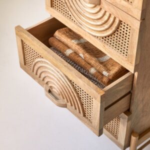 Kommode aus massivem Mangoholz und Rattan 61x110x40cm Holz Braun Tikamoon Möbel Schlafzimmermöbel Kommoden