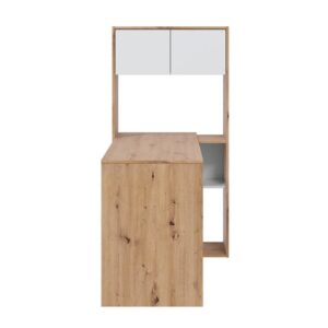 Schreibtisch mit 2-türigem Bücherregal - L108 cm - Dekor Heller Holz 148x8x59cm Holz Weiß Fores Möbel Büromöbel Schreibtische