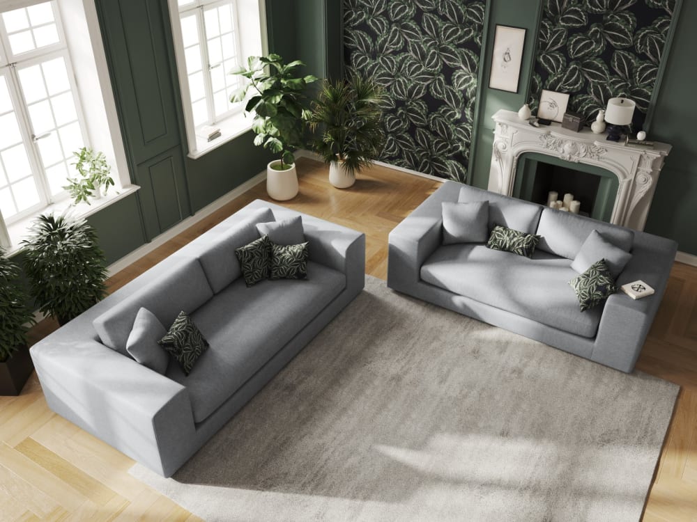 4-Sitzer Sofa aus strukturiertem Stoff hellgrau 262x72x122cm Stoff Grau CXL by Christian Lacroix Sofas und Sessel Sofas 2-Sitzer-Sofas & 3-Sitzer-Sofas