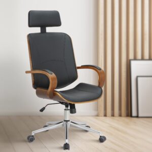 Bürostuhl drehbar höhenverstellbar aus Kunstleder walnuss/schwarz 70x118x70cm PVC und Synthetik Braun CLP Möbel Büromöbel Bürostühle