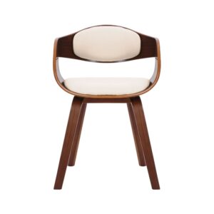 Esszimmerstuhl mit Armlehnen aus Kunstleder walnuss/creme 46x73x49cm PVC und Synthetik Beige CLP Möbel Esszimmermöbel Stühle