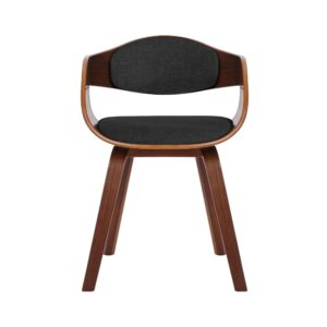 Esszimmerstuhl mit Armlehnen aus Stoff walnuss/dunkelgrau 46x73x49cm Stoff Grau CLP Möbel Esszimmermöbel Stühle