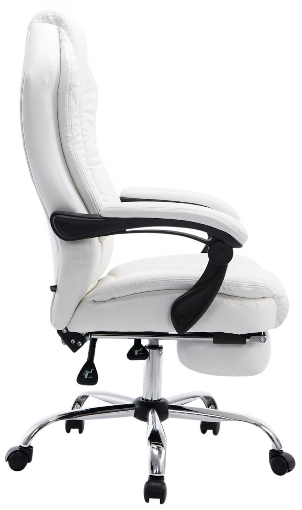 Bürostuhl drehbar höhenverstellbar aus Kunstleder weiß 64x114x67cm PVC und Synthetik Weiß CLP Möbel Büromöbel Bürostühle